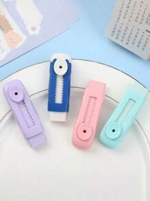 SHEIN 1 件混色随机推拉橡皮擦，马卡龙风格，适合艺术、考试、写作和绘画，重返校园