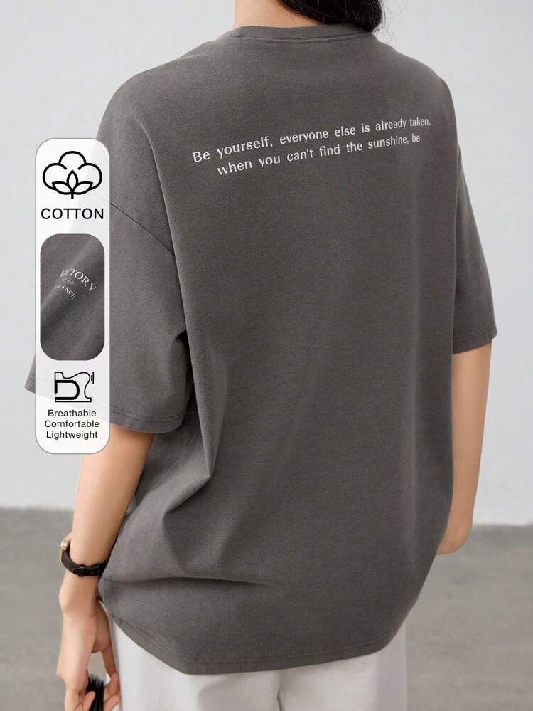 Women's Casual Loose Letter Print Short Sleeve T-Shirt Old Money Style Oversized T-Shirt,Graphic Tees