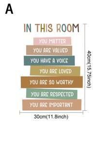 SURELIFE 1pc In This Room You Matter You Are Loved Quoted Vinyl Wall Decals PVC Positive Room Self-Adhesive Wall Art Home Decor, Stickers, Wall Decal, Vinyl Decal For Home Decorations, Spring Decoration Items Refresh Your Home, Festival Decoration Stickers Gifts Birthday Graduation For Bedroom Decor - Multicolor - View 4
