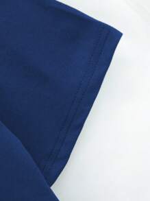 Calvaya Women's Summer Casual Plus Size Short T-Shirt, Round Neck T-Shirt With Slogan Pattern, Suitable For Summer - Navy Blue - View 5