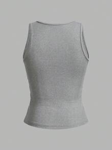 Slaydiva 3pcs/Set Women Casual Deep Notched Neck Ruched Fitted Camisole Set, Suitable For Summer
