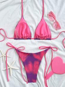 Swim Mod Ensembles de bikini imprimés tie-dye, imprimés aléatoires pour les vacances à la plage
