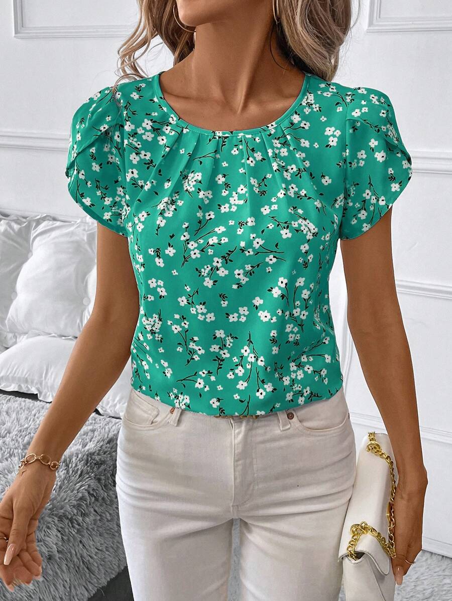 SHEIN Clasi 休闲乡村碎花短袖衬衫，夏季