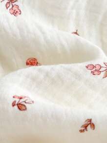 Loomiva Baby Girl Ditsy Floral Pattern Round Neck Cap Sleeve Cinched Waist Dress - Apricot - View 7