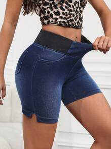 Flexra Women's Denim Shorts, Fashionable For Summer - Blue - View 4