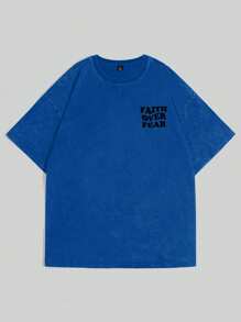 Manfinity EMRG Plus Size Men's Slogan Print Round Neck Short Sleeve Casual Versatile T-Shirt