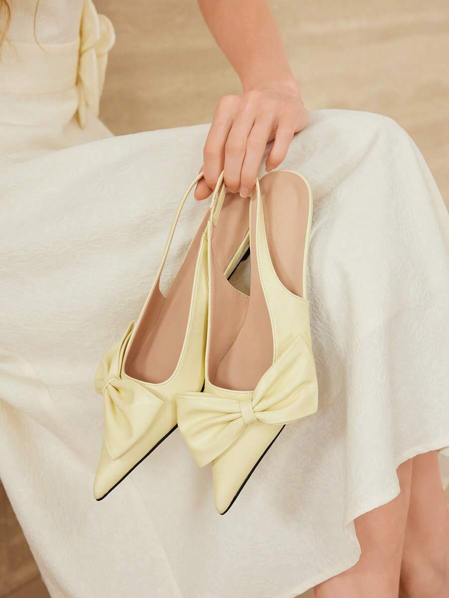 MOTF PREMIUM Décolleté con punta affusolata e decorazione a fiocco - Giallo - Visualizzare 1