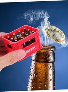 1pc Beer Crate-Shaped Refrigerator Magnet, Soda Bottle Opener, Can Be Beer Bottle Opener , Creative Beer Basket Design, Can Be Used In Home Bars, Parties, Refrigerator Cartoon Stickers,Wedding Season Supplies,Home Decor