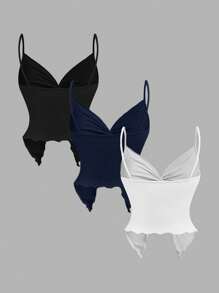 SHEIN MOD Áo không tay đan chéo trước xoắn cho nữ, Áo dễ thương, - Nhiều màu - Xem 2