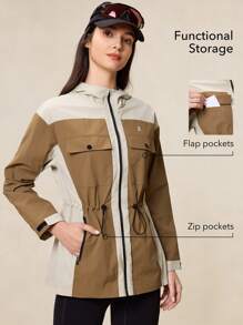 OutZeal Woman Waterproof Tear Resistant Nylon Color Blocking Hiking Jacket Windbreaker For Hiking