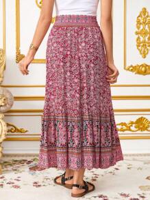 SHEIN Vollbedruckter Rock für schwangere Frauen, Lässig Urlaub