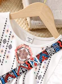 SHEIN 2pcs/Set Tween Girl Casual Elegant Resort T-Shirt & Wide Leg Pants Set - Orange - View 7