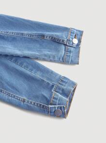 SHEIN MOD 女士牛仔夹克和外套，夏季时尚长袖 - 淺色水洗藍 - 查看 3