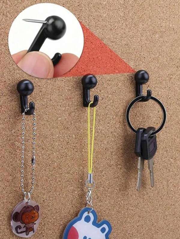 SHEIN 5/10/15/20 Stücke Pinnwandnadeln, Kunststoffköpfe Korkbretter Haken dekorative Reißnägel Haken für Fotowand, Pinnwand, Hauswand, Büro Zuhause Schulbedarf (Schwarz, Transparent)