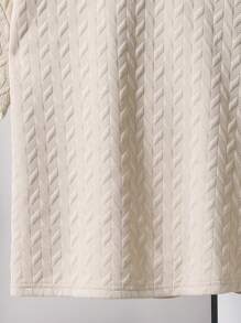 SHEIN Tween Boy Casual Korean-Japanese Style Solid Color Textured Knit Collar Polo Shirt, Comfortable Fabric, Suitable For Commuting, School, Casual Daily Wear, Sports, Spring/Summer - Apricot - View 4