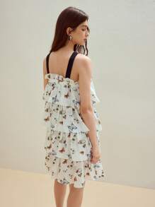 MOTF STUDIO BUTTERFLY PATTERN TIERED LAYER DRESS LINEN - Apricot - View 6