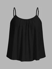 SHEIN EZwear 3件套加大码女式褶皱宽松吊带背心，可调节肩带，适合春夏穿着 - 彩色 - 查看 8
