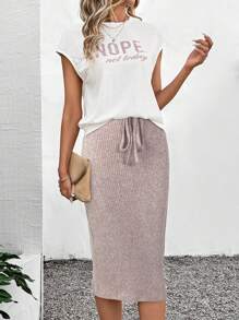 SHEIN LUNE Athleisure Sport Running Biker Jogging Basketball Tracksuit, 2pcs Women Set With Textured Skirt, Summer Island Vacation Outfits - Pink - View 3