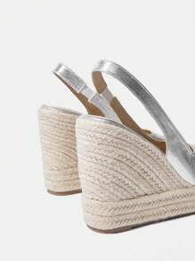 Styleloop Sandalias de plataforma y cuña de cuerda trenzada para mujer, estilo vacacional BOHO chic, retro, de música country americana, para festivales - Plateado - Ver 5