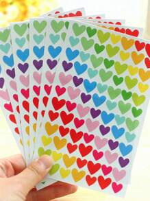 SHEIN 20 SheetsColorful Heart Shaped Stickers For Crafts & Scrapbooking, Creative Reward Stickers, Heart DIY Decorative Sticker Back To School - Multicolor - View 1