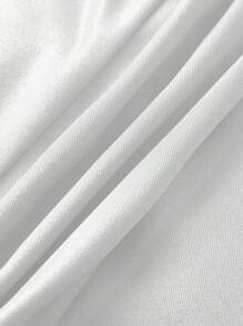 SHEIN PETITE High Waist Grey Pleated A-Line Mini Skirt, Slimming And Anti-Flash - White - View 4