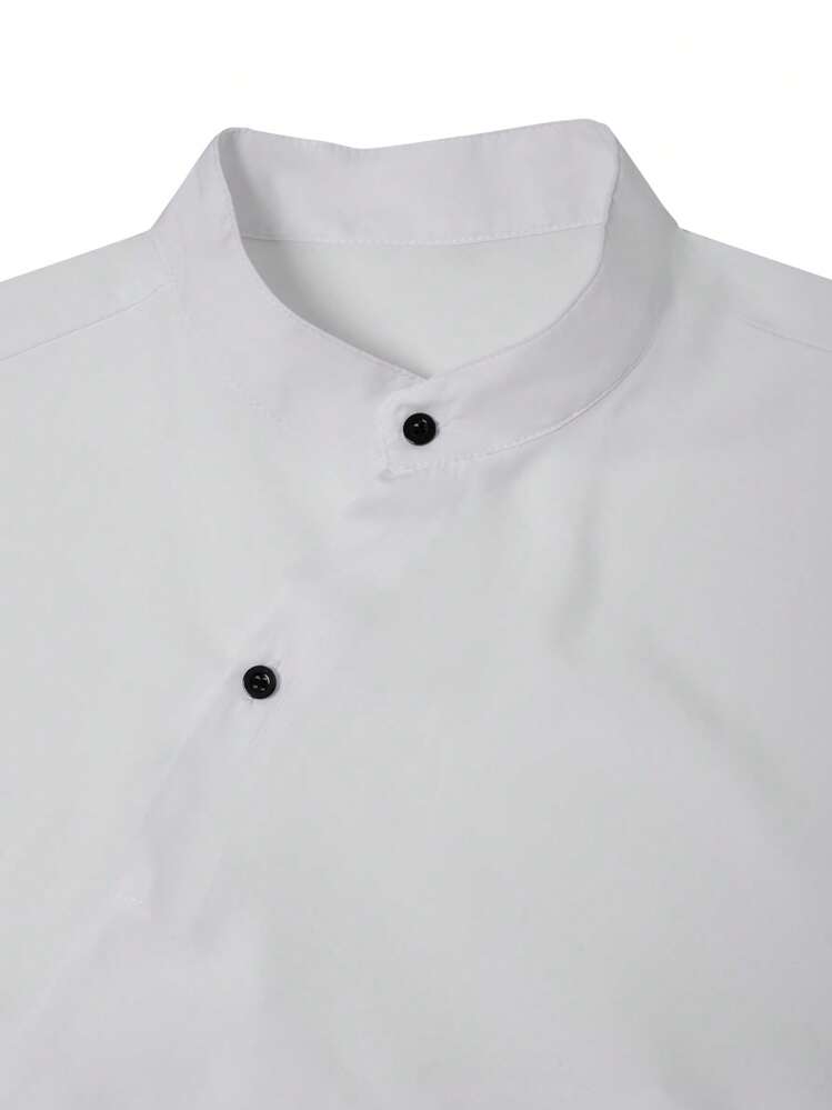 Manfinity Homme Camisa de manga corta casual y versátil de unicolor para hombre - Blanco - Añade 4