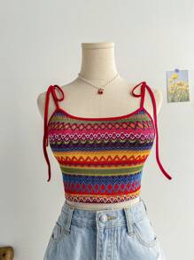 Soleia Áo khoác và áo lót dành cho xe tăng nữ Thắt nút Hình học Tất cả trên in Giải trí - Nhiều màu - Xem 5