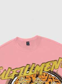 ROMWE MEN Goth Camiseta de manga corta casual para hombres con estampado de calavera y letras