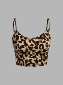 SHEIN EZwear 3 件豹纹女式短款紧身休闲吊带背心，适合夏季 - 彩色 - 查看 5