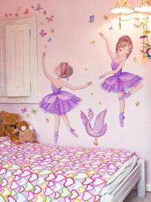 1 件 PVC 墙贴，创意人物和天鹅图案家居贴纸，贴纸，墙贴花，卧室家居装饰乙烯基贴花，春季装饰品让您的家焕然一新，拉玛装饰贴纸 - 彩色 - 查看 2