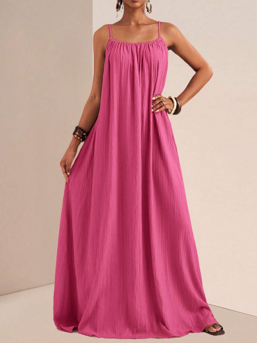 Zivah 2025 Summer New Arrival Music Festival, Easter, St. Patrick's Day, Western, Nomadic, Birthday Party, Graduation, Student, Daily Wear, All-Match Versatile, Casual, Vacation, Cruise, Beach, Sunbathing, Internet Celebrity, Spaghetti Strap, Adjustable Buckle, Vertical Texture, Loose, Khaki Women Dress Summer Dresses For Women,Sun Dresses For Women