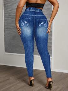 Slaydiva Quần legging dài bó dệt kim thường ngày cho nữ, phù hợp cho mùa hè - Rửa trung bình - Xem 2