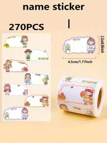 SHEIN 280pcs Cartoon Name Stickers, Colorful Label Stickers, Self-Adhesive Cube Stickers For Students Back To School Back To School