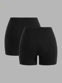 SHEIN EZwear Leggins courts slim en tricot casual pour femmes, pour l'été