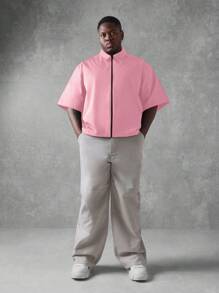 SUMWON Creative Director Oversized Boxy Fit Short Sleeve Statement Shirt Urban Streetwear Graphic Text Back Print Fashion Industry Professional Leadership Casual Summer Modern Designer - Pink - View 4