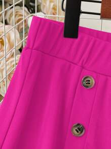 Calvaya Plus Size Casual Versatile Solid Color Wide Leg Pants - Hot Pink - View 3