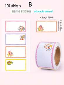 SHEIN 280pcs Cartoon Name Stickers, Colorful Label Stickers, Self-Adhesive Cube Stickers For Students Back To School Back To School