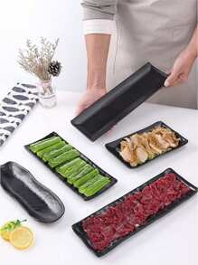 SHEIN 1 pieza Bandeja nueva de melamina mate, plato rectangular para sushi, bandeja de plástico, color negro, apto para juegos de té, cristalería, caramelos, galletas, pan, bodas, banquetes, regalos, cumpleaños