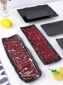 SHEIN 1 pieza Bandeja nueva de melamina mate, plato rectangular para sushi, bandeja de plástico, color negro, apto para juegos de té, cristalería, caramelos, galletas, pan, bodas, banquetes, regalos, cumpleaños