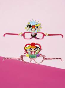 THE POWERPUFF GIRLS X SHEIN Ly thủy tinh tiệc họa tiết hoa hồng, bong bóng, hoa mao lương - Nhiều màu - Xem 2
