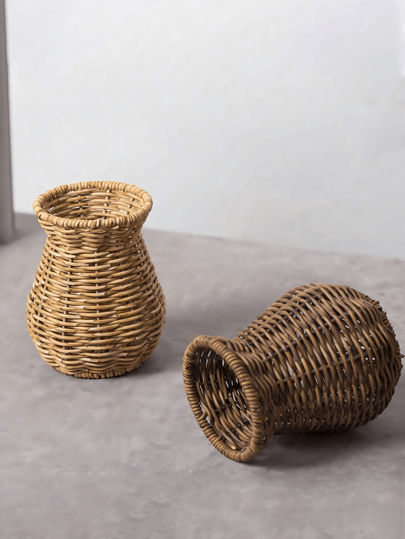 1pc Rustic Woven Rattan Flower Basket Vase Perfect Living Room Bedroom Ideal Photo Prop,Home ,Flower Vase,Centerpiece,Table view 6