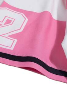 ROMWE MEN Prep Men's Contrast Color Patchwork Numeral Print Baseball Shirt + Casual Shorts 2pcs Set - Multicolor - View 6