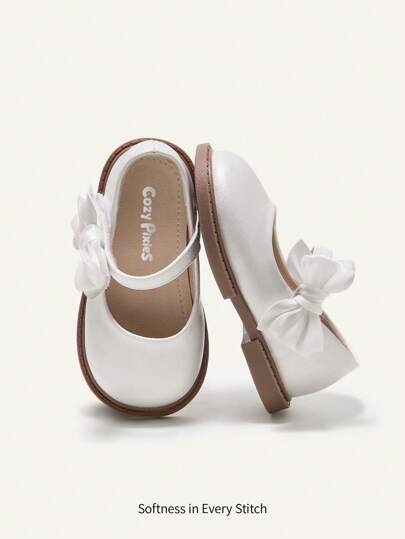 Cozy Pixies Zapatos planos para bebés con estilo de princesa encantadora y lazo sencillo para un estilo campestre que combina con todo