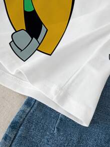 Teen Titans Go X SHEIN Young Boys Cute Cartoon Pattern Round Neck Short Sleeve T-Shirt, Summer Casual - White - View 6