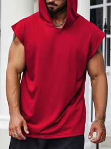 Manfinity Homme Plus Size Men's Solid Color Casual Loose Fit Pullover Hoodie Top - Red - View 1
