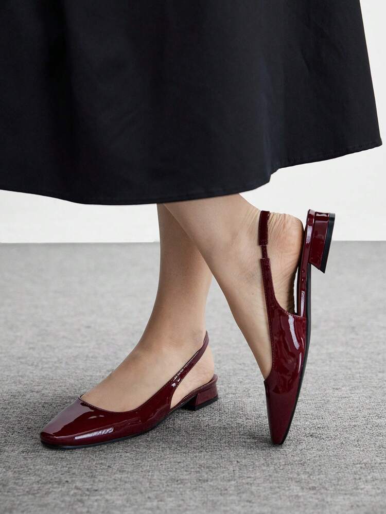 CUCCOO BIZCHIC Zapatos de estilo Mary Jane con puntera cuadrada, de tacón plano y correa de tobillo, rojos, para mujer, adecuados para oficina, trabajo, citas, fiestas, compras y días festivos