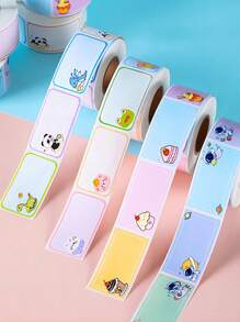 SHEIN 280pcs Cartoon Name Stickers, Colorful Label Stickers, Self-Adhesive Cube Stickers For Students Back To School Back To School