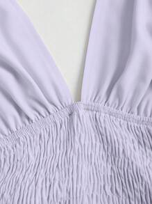 Sweetra 1 chiếc váy midi hở lưng màu trơn thanh lịch, eo cao, hở lưng, trang phục Y2K, váy dự tiệc Giáng sinh - Màu tím  Violet - Xem 4