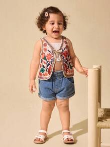 Travachic KIDS Babygirl Summer Cute & Versatile Floral Pattern Vest Top - Multicolor - View 5