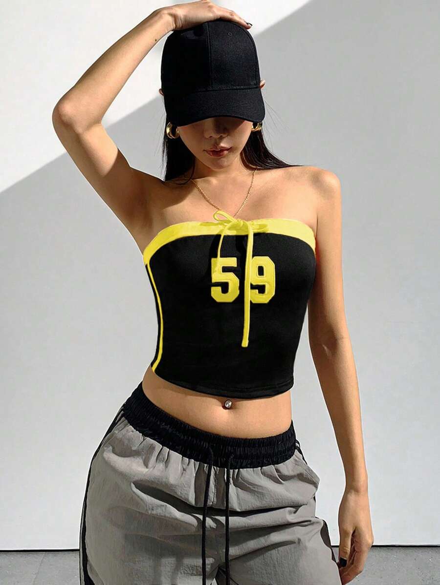 StreetHx Cropped com Estampa Numérica e Contraste de Cor para Mulheres - Multicolorido - Visão 1
